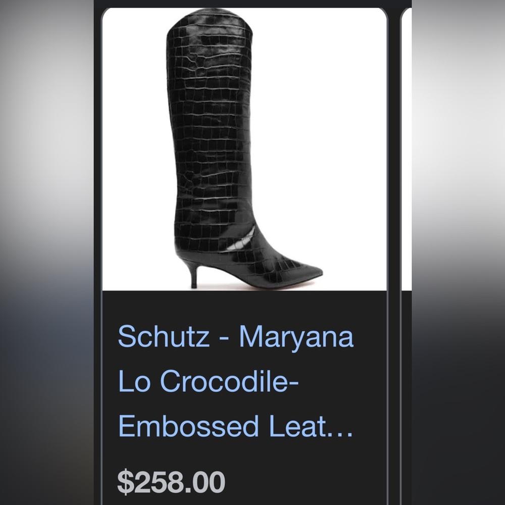 Schutz black western pointed low heel black knee boots 37.5